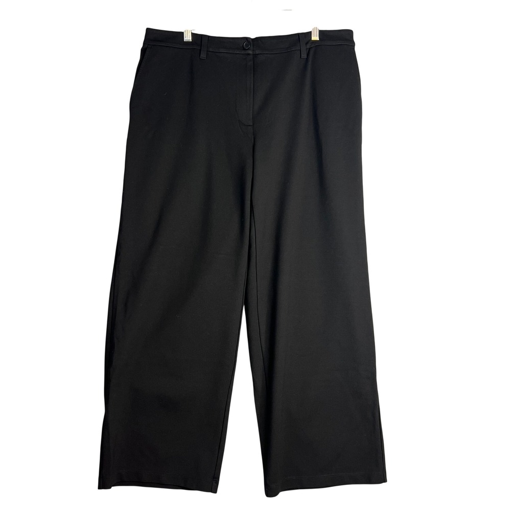 Eileen Fisher Wide Leg Tencel Ponte Knit Pant Sz XL Trouser Stretch Chic Office